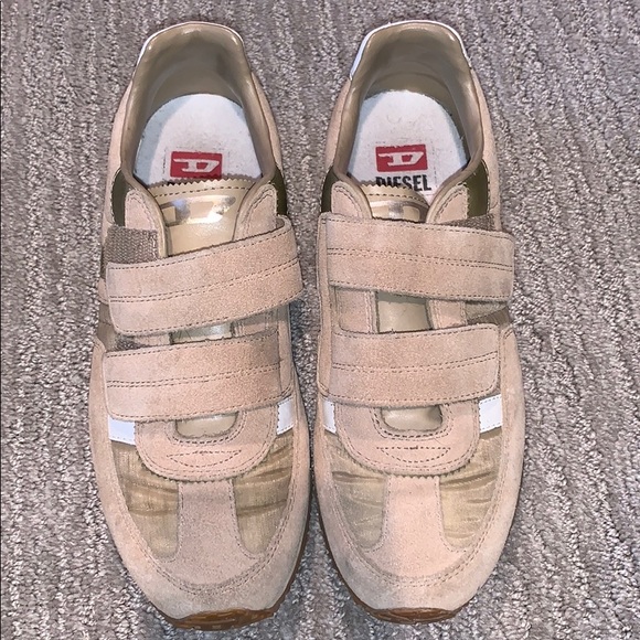 Diesel Beige Velcro Tennis Shoes 